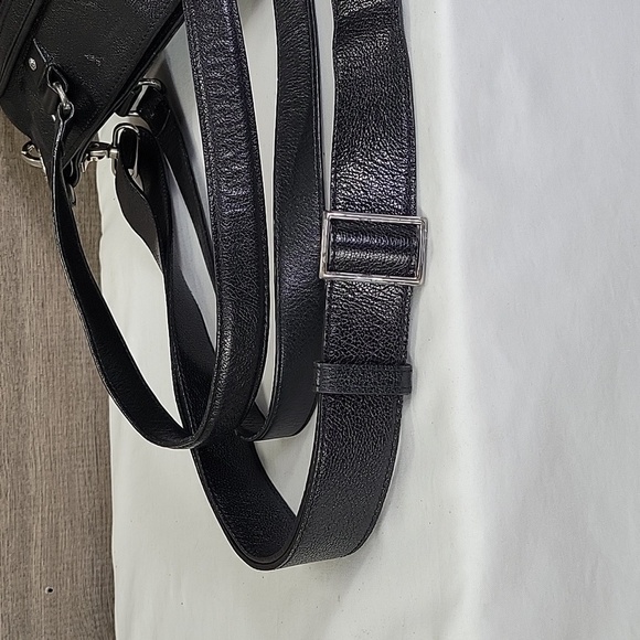 Brighton Morrison Black Leather Crossbody Shoulder Bag Tote Handbag Rare - Picture 6 of 13